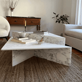 Calacatta Viola  Travertine Marble Triangle 2 Pieces Italian Design Coffee Table